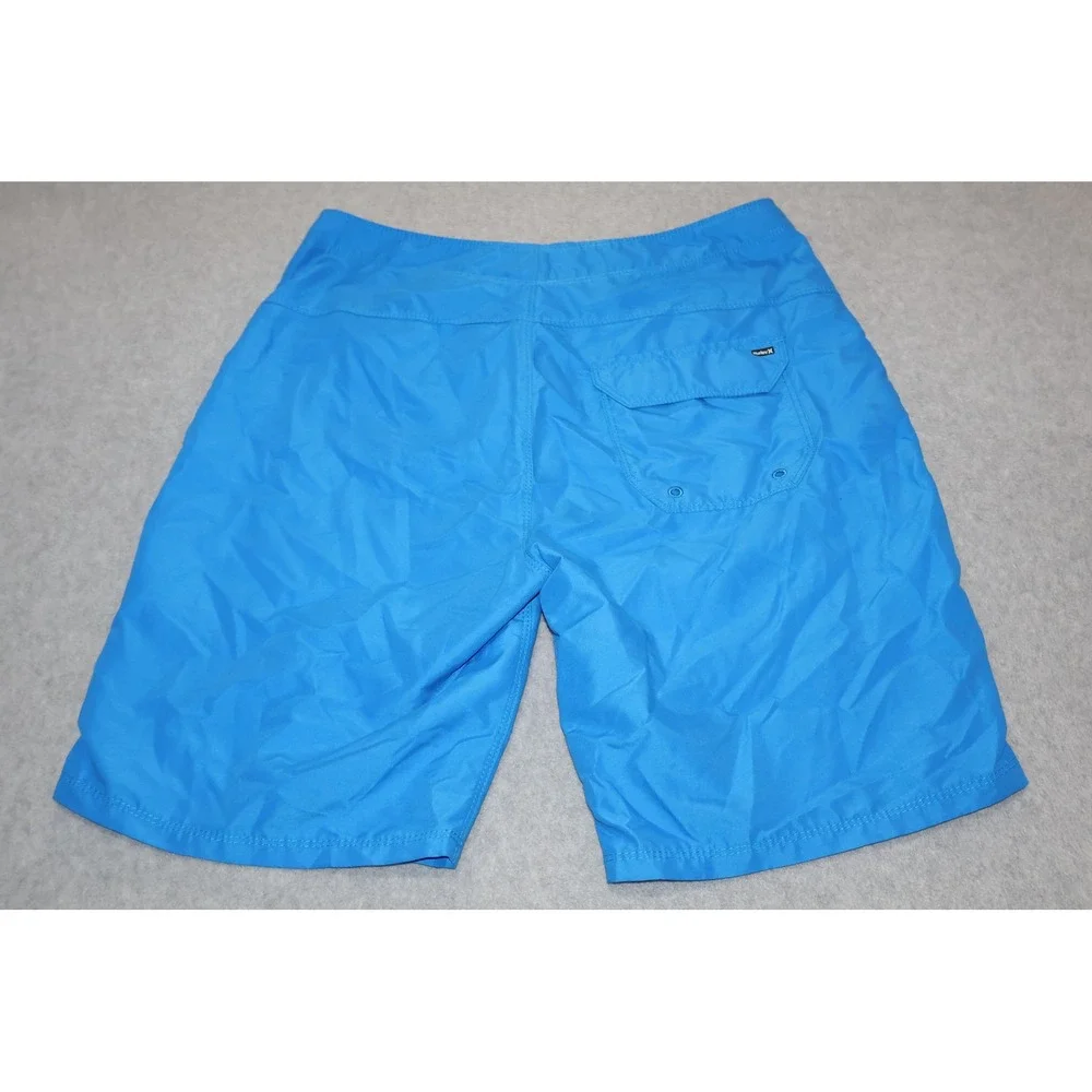 Hurley Board Shorts Men 32 Blue Solid Drawstring Swimming Surfing